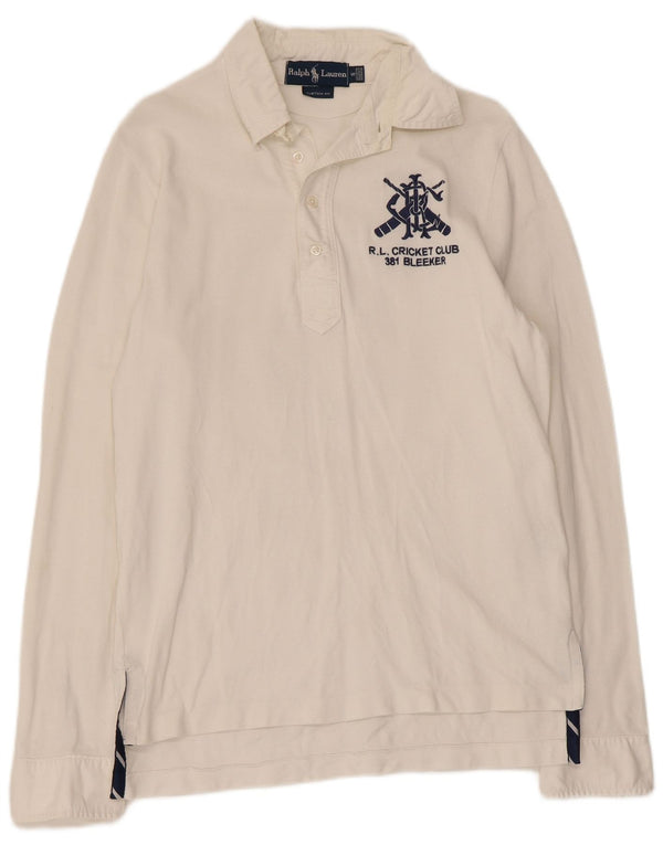 Ralph Lauren Polo de rugby à manches longues pour homme en coton blanc Taille S