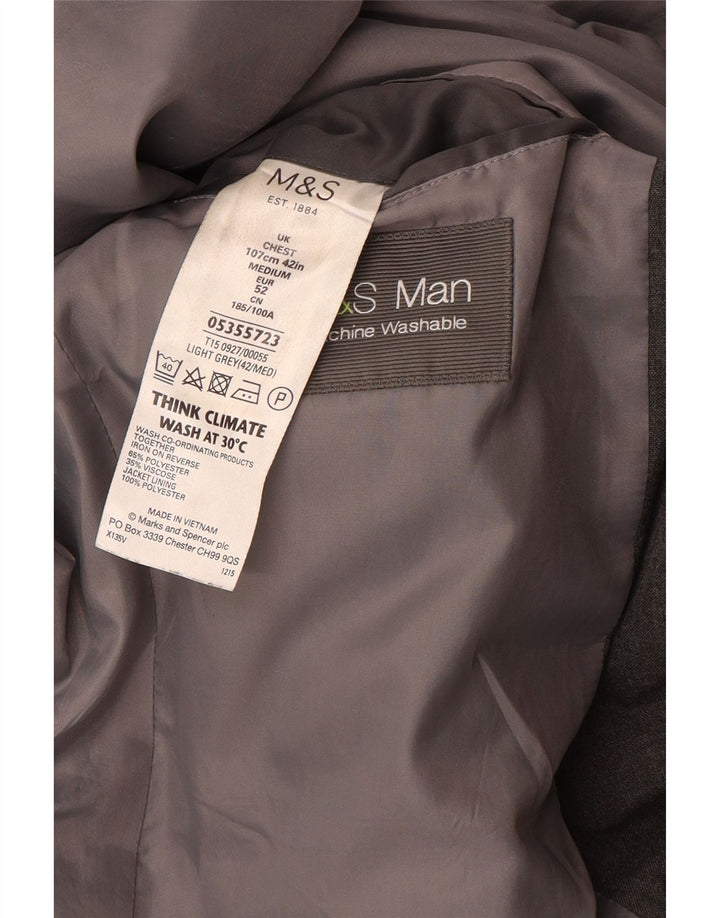 Marks & Spencer Veste blazer à 2 boutons pour homme UK 42 Large Gris Polyester
