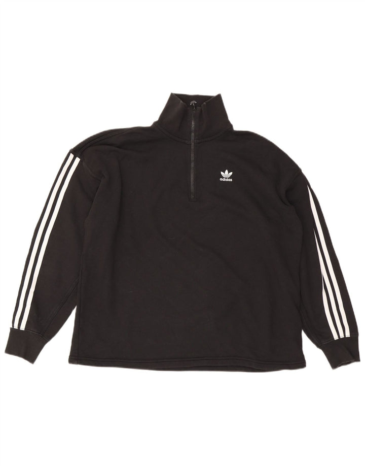 Adidas Sweat-shirt surdimensionné pour femme UK 10 Petit coton noir