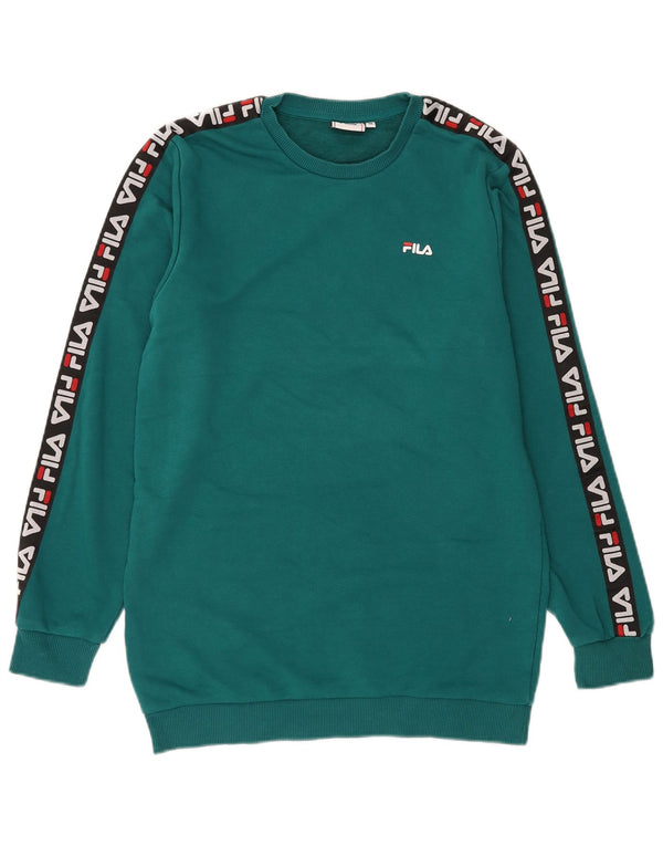 Fila Mens Graphic Sweatshirt Jumper Medium Green Colourblock Cotton