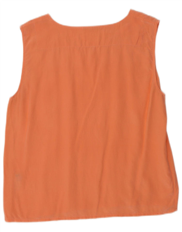 vintage Femme Blouse Sans Manches Top IT 40 Petite Soie Orange