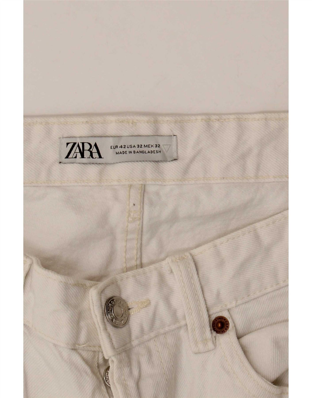 Zara Jean slim court pour homme EU 42 Large W32 L26 Blanc