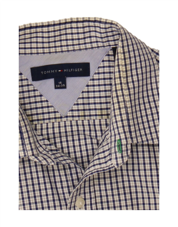 TOMMY HILFIGER Mens Shirt Size 34/35 15 Medium White Check Vintage Tommy Hilfiger and Second-Hand Tommy Hilfiger from Messina Hembry 