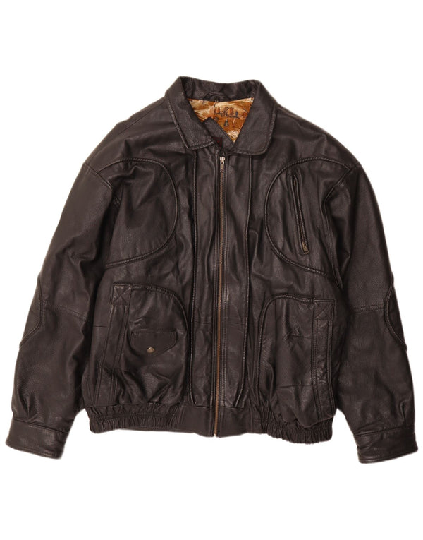 Karlsburg Veste en cuir pour homme IT 54 2XL Cuir noir