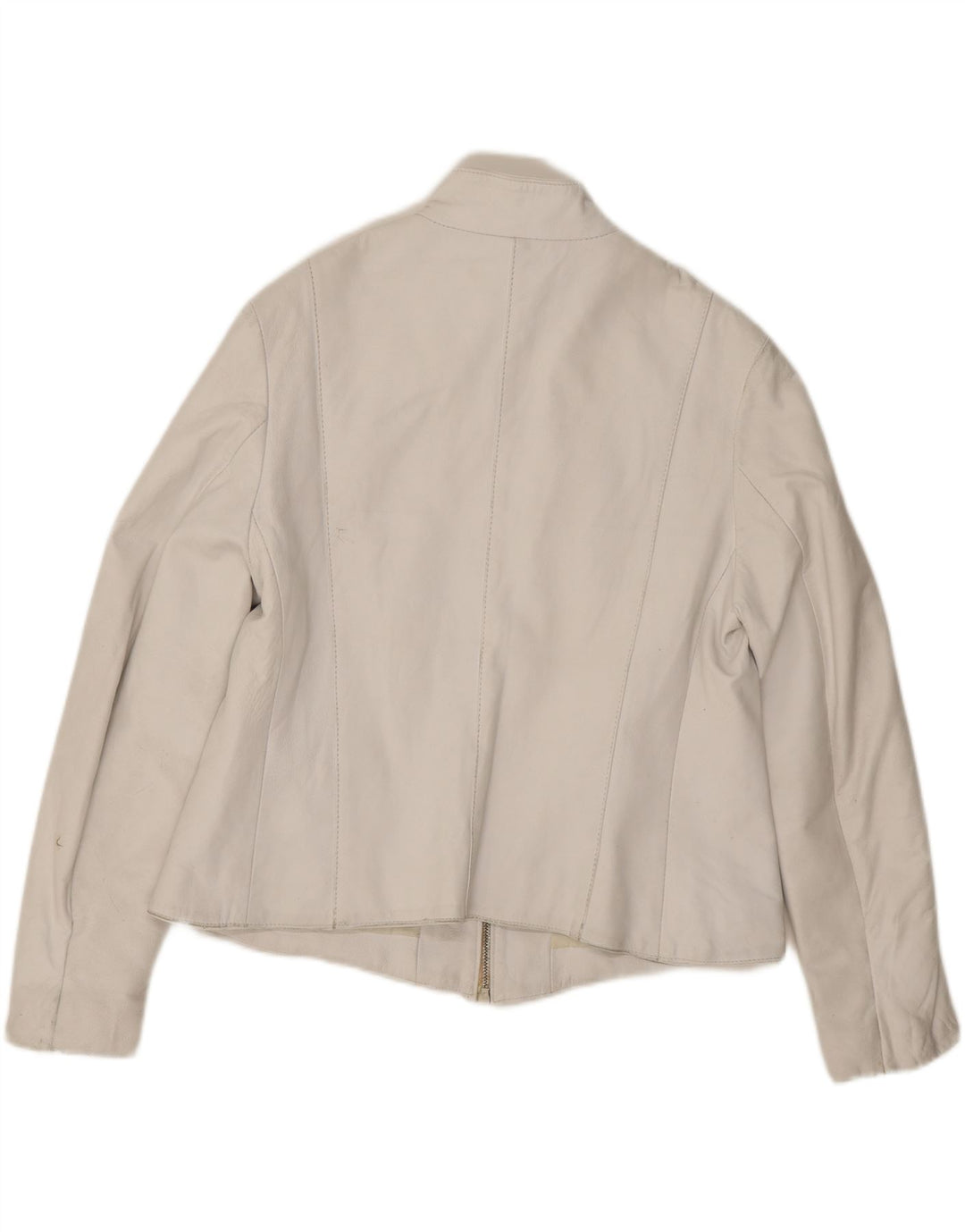 MIRA FURS Womens Leather Jacket IT 52 2XL White Leather Vintage Mira Furs and Second-Hand Mira Furs from Messina Hembry 