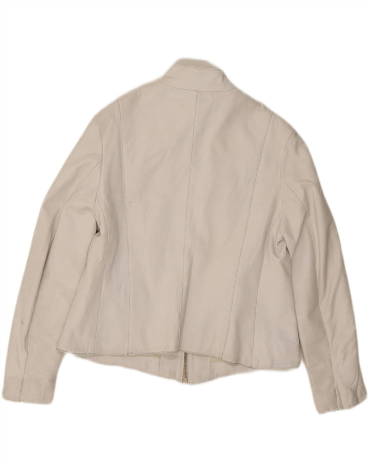 MIRA FURS Womens Leather Jacket IT 52 2XL White Leather Vintage Mira Furs and Second-Hand Mira Furs from Messina Hembry 