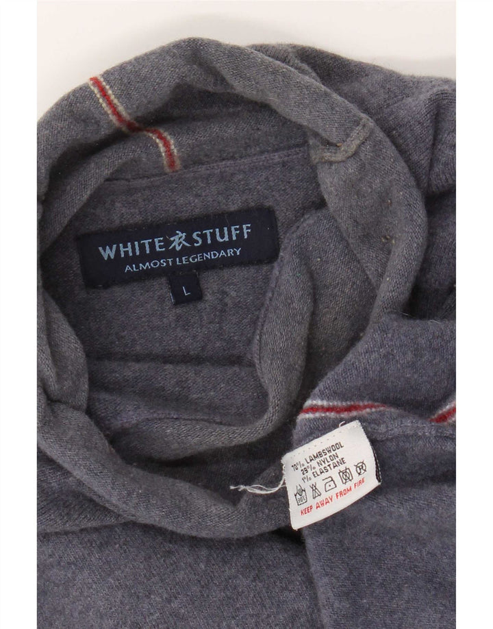 White Stuff Pull Col Roulé Homme Large Bleu Laine d'Agneau