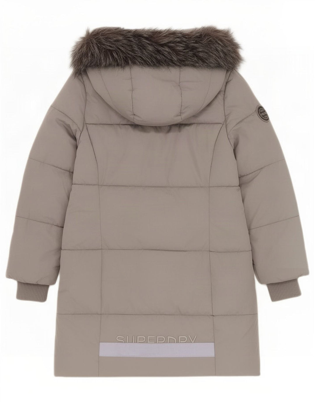 Superdry Manteau rembourré à capuche graphique pour femme UK 12 Gris moyen Polyester