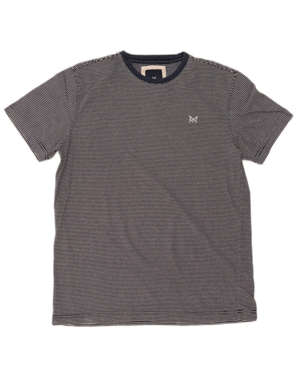 CREW CLOTHING T-shirt pour homme en coton à fines rayures bleu marine