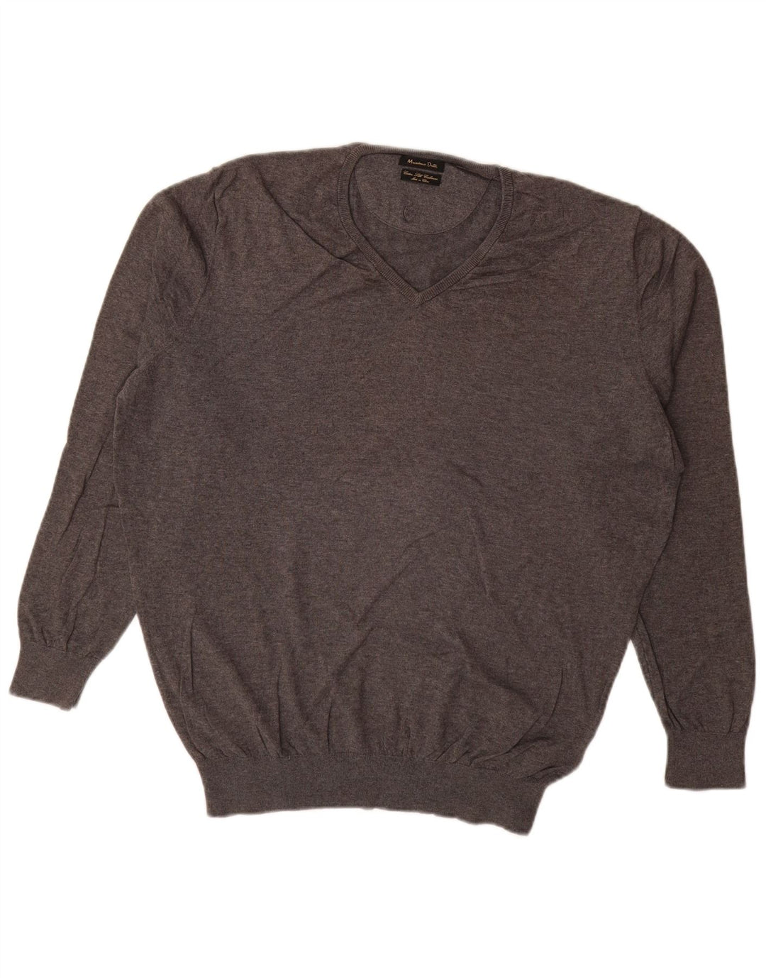 MASSIMO DUTTI Pull col V Homme XL Gris Coton
