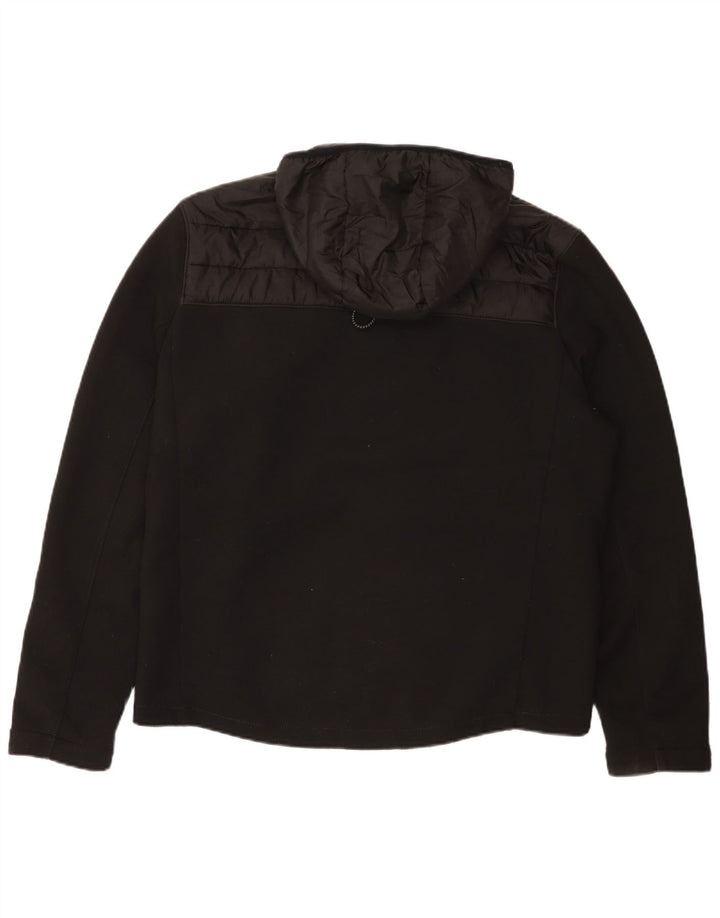Zara Veste matelassée à capuche pour homme UK 40 Large Noir Coton