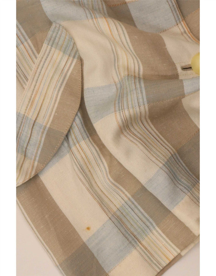 vintage Femme 2 Bouton Blazer Veste UK 14 Moyen Beige Check