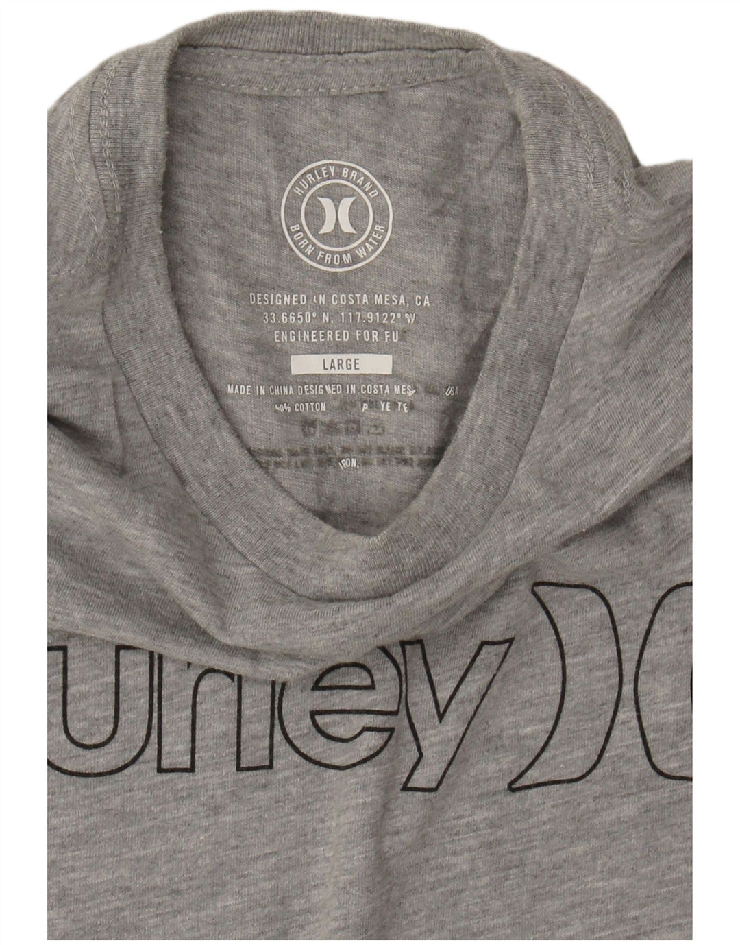 HURLEY T-Shirt Graphique Garçon 12-13 ans Grand Gris Chiné Coton