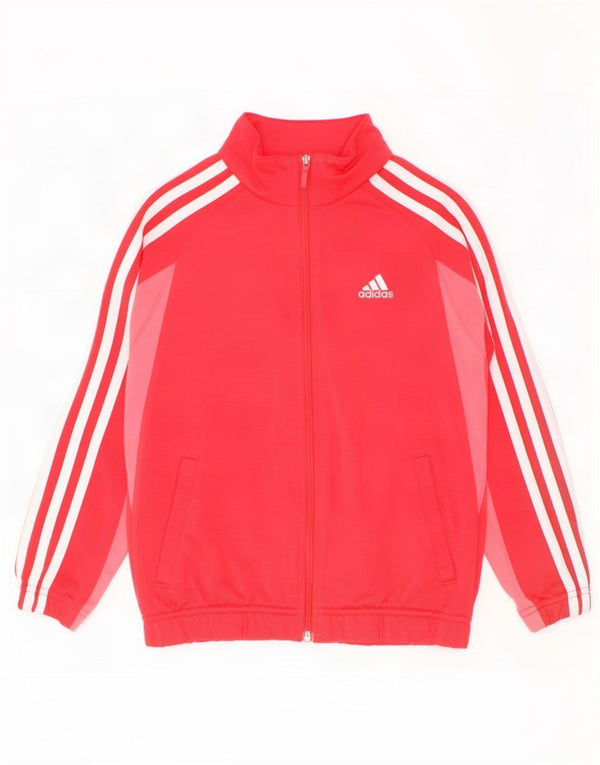 Adidas Veste de Survêtement Fille 7-8 Ans Rouge Colorblock Polyester