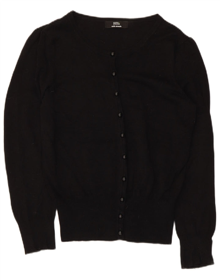 Marks & Spencer Pull Cardigan Femme UK 8 Petit Viscose Noir