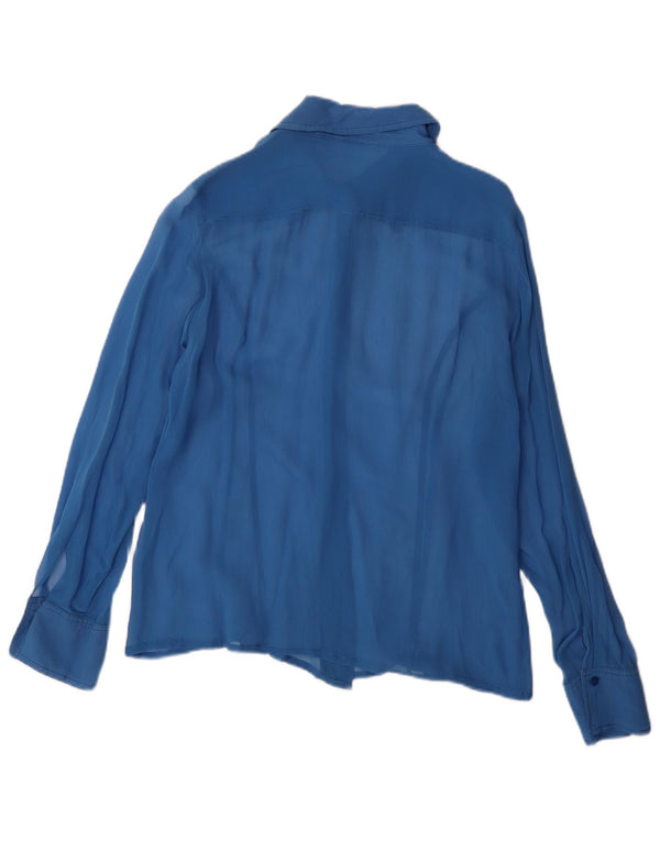 Chemisier chemise femme vintage UK 14 Grand Bleu