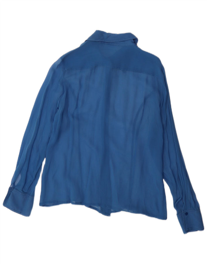 Chemisier chemise femme vintage UK 14 Grand Bleu