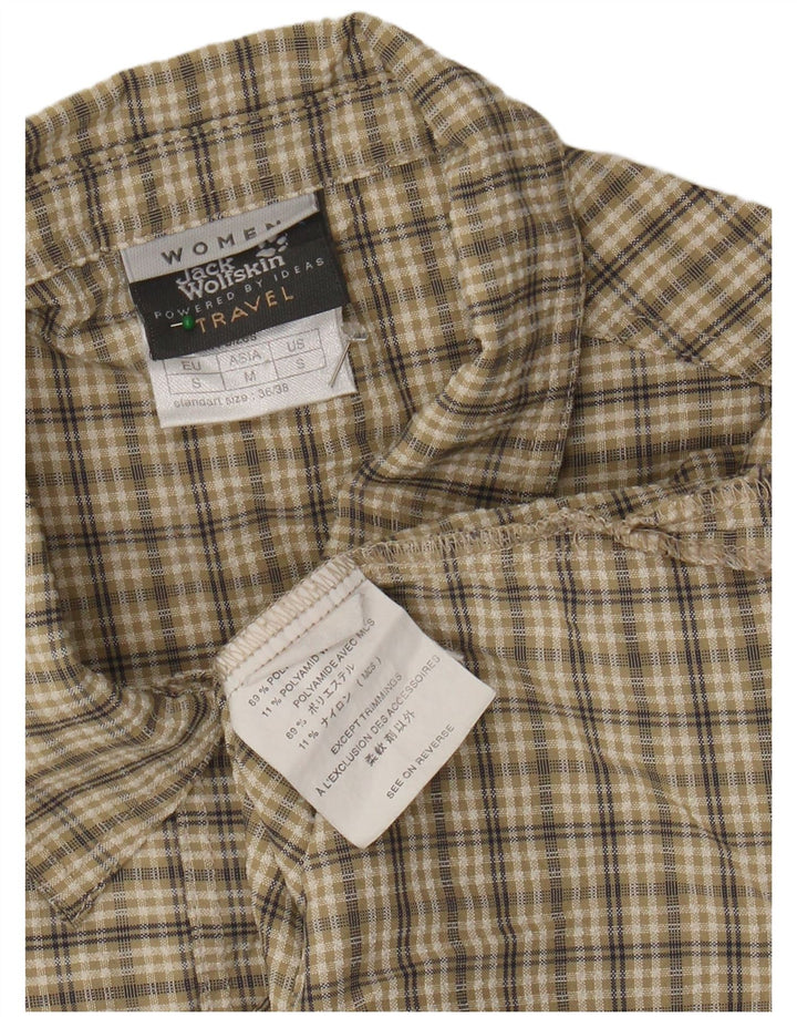 JACK WOLFSKIN Chemise sans manches pour femme UK 10 Petit carreaux beiges Polyester