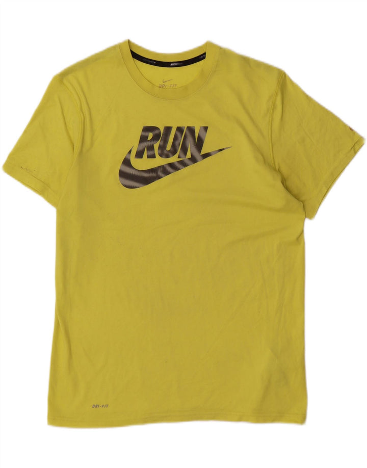 Nike Homme Dri Fit Graphic T-Shirt Haut Jaune Moyen Polyester