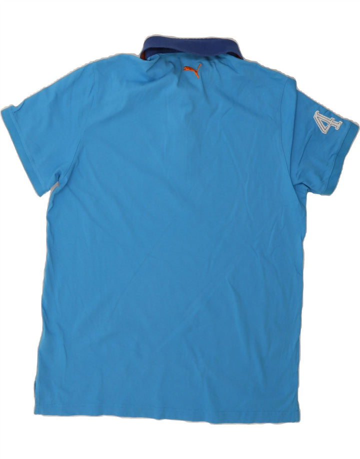 PUMA Mens Graphic Polo Shirt XL Blue Cotton Vintage Puma and Second-Hand Puma from Messina Hembry 