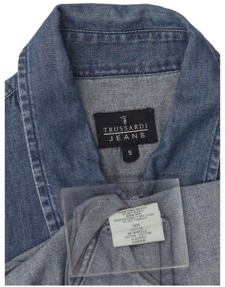 Trussardi Jeans Chemise En Jean Small Bleu Coton Homme