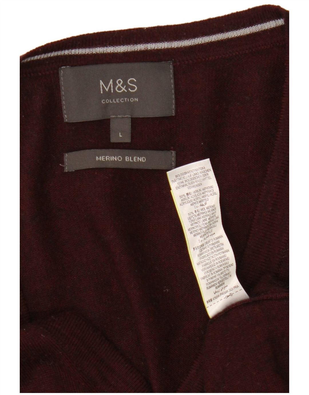 MARKS & SPENCER Pull Cardigan Femme UK 16 Grande Laine Mouchetée Bordeaux
