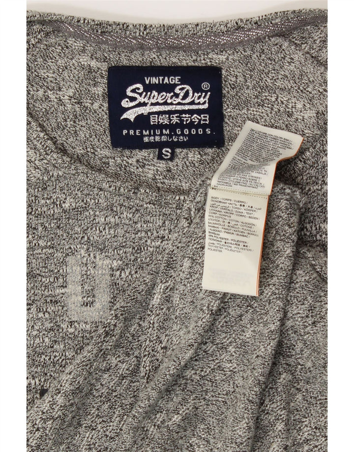 SUPERDRY Haut graphique surdimensionné à manches longues pour femme UK 10 Petit Gris Coton