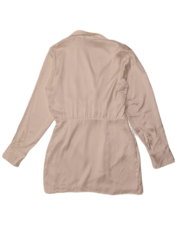 Robe chemise pull ZARA femme UK 14 soie blanche moyenne