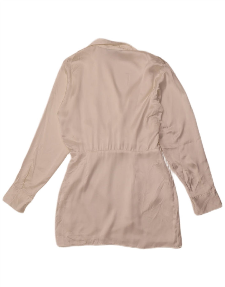 Robe chemise pull ZARA femme UK 14 soie blanche moyenne