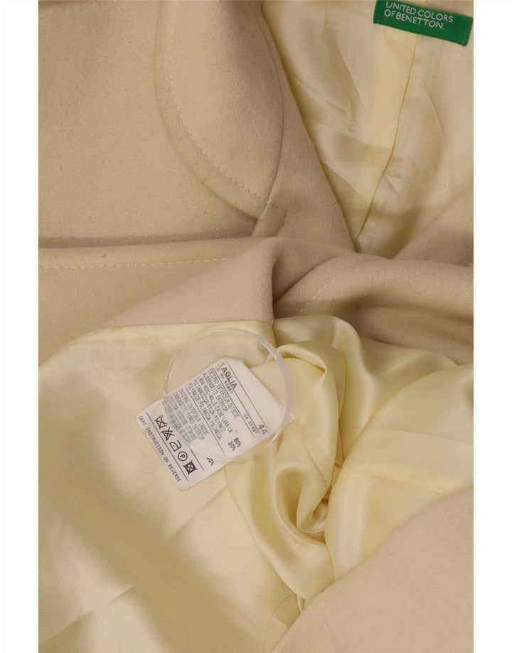 Benetton Pardessus Femme IT 44 Laine Blanc Cassé Moyen