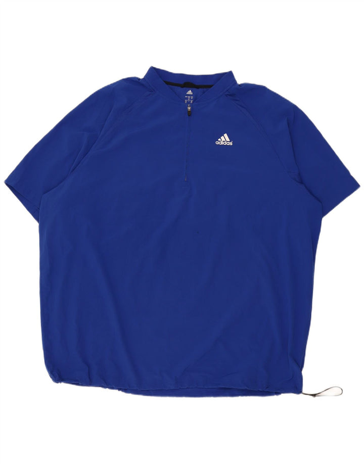 Adidas Hommes Manches Courtes Pull Survêtement Top 3XL Bleu Polyester