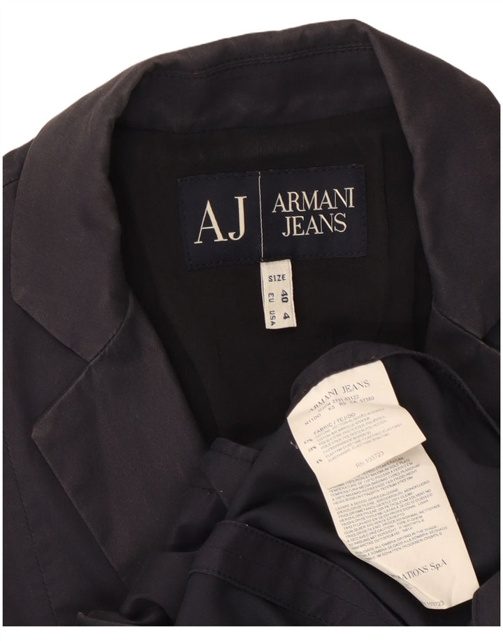 ARMANI Veste blazer courte à 2 boutons pour femme US 4 Petit coton bleu marine