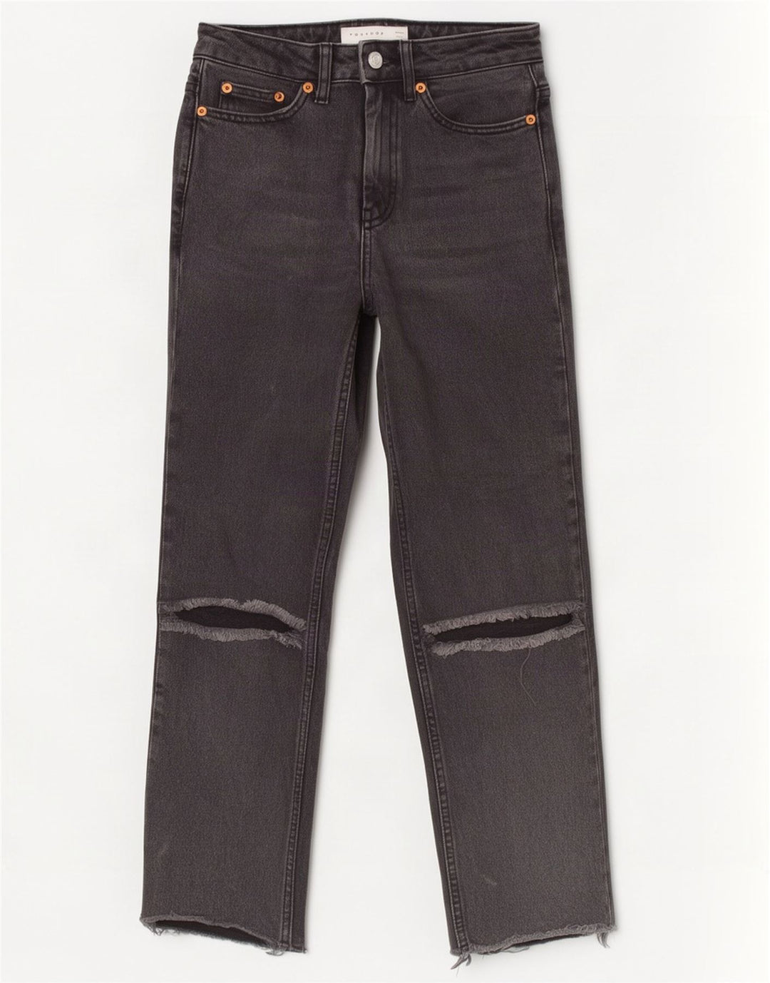 Topshop Jean court effet vieilli W25 L24 gris polyester pour femme