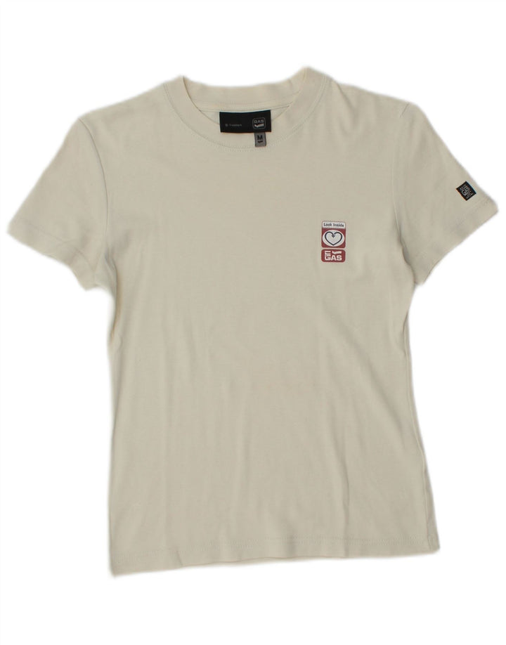 Gas T-Shirt Femme Top UK 12 Coton Blanc Moyen