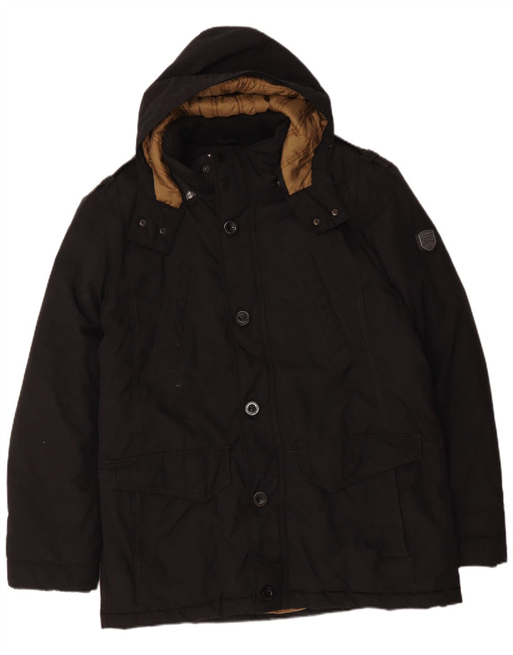 S.Oliver Veste matelassée à capuche pour hommes UK 42 XL Noir Polyester