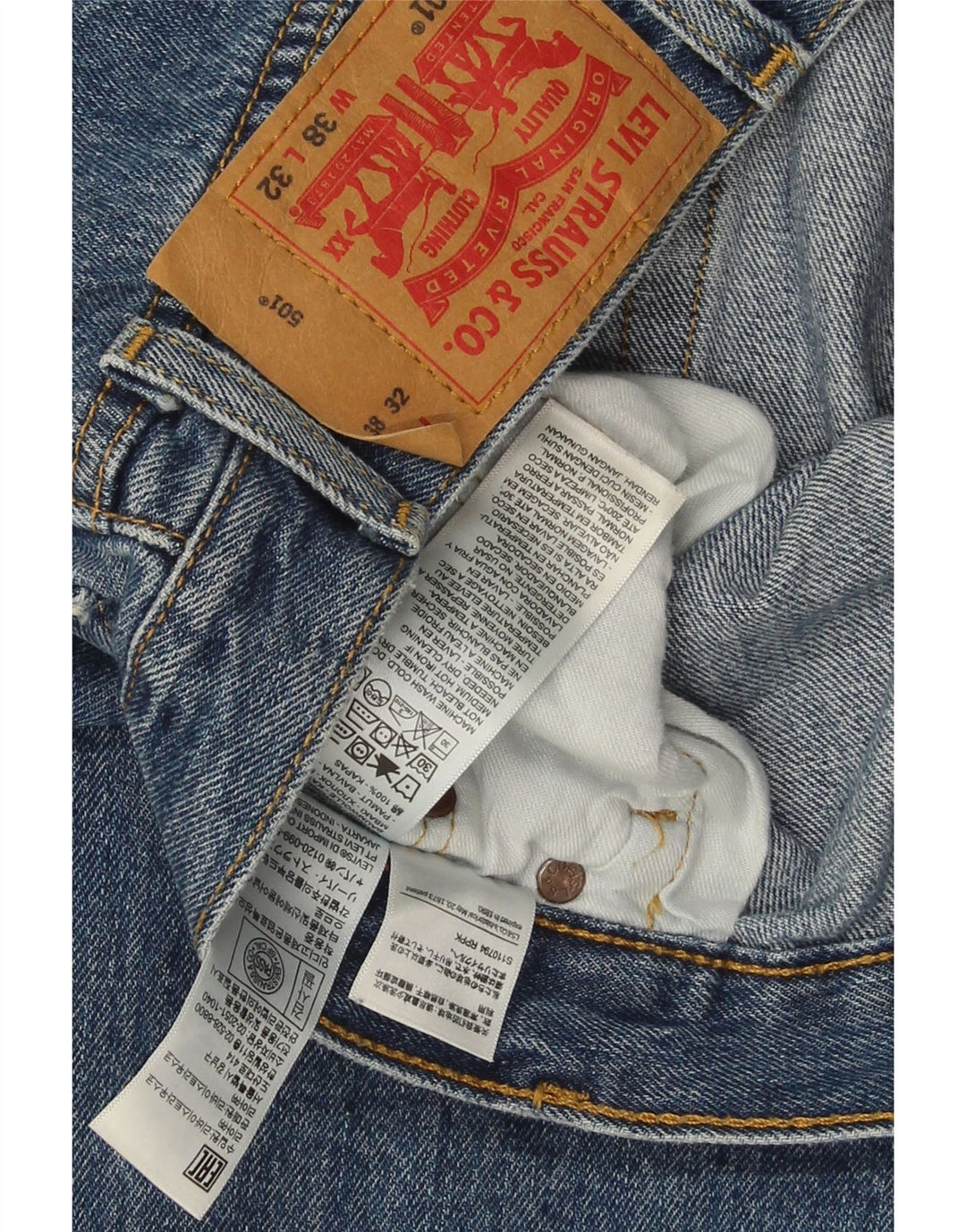Levi's Jean Droit 501 Homme Bleu W38 L32 Coton