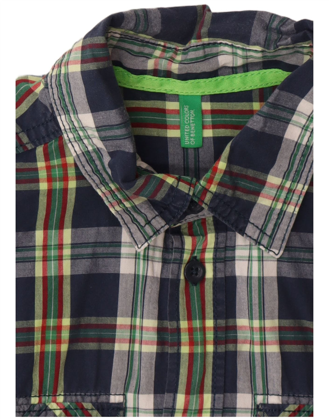 BENETTON Chemise Garçon 9-10 ans Carreaux Bleu Marine
