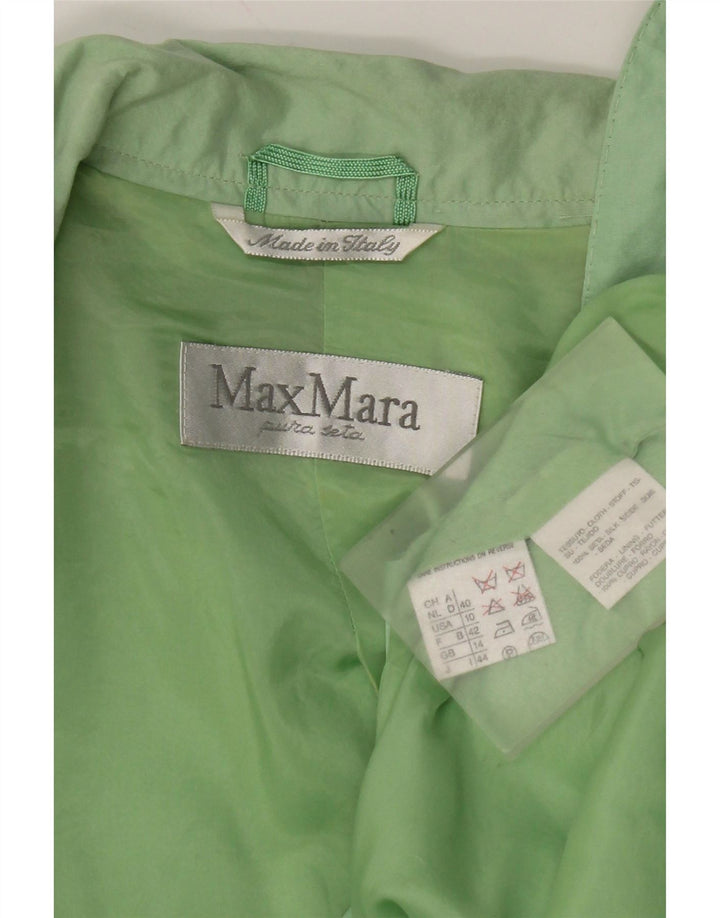 Max Mara Veste Blazer 1 Bouton Femme UK 14 Soie Vert Moyen