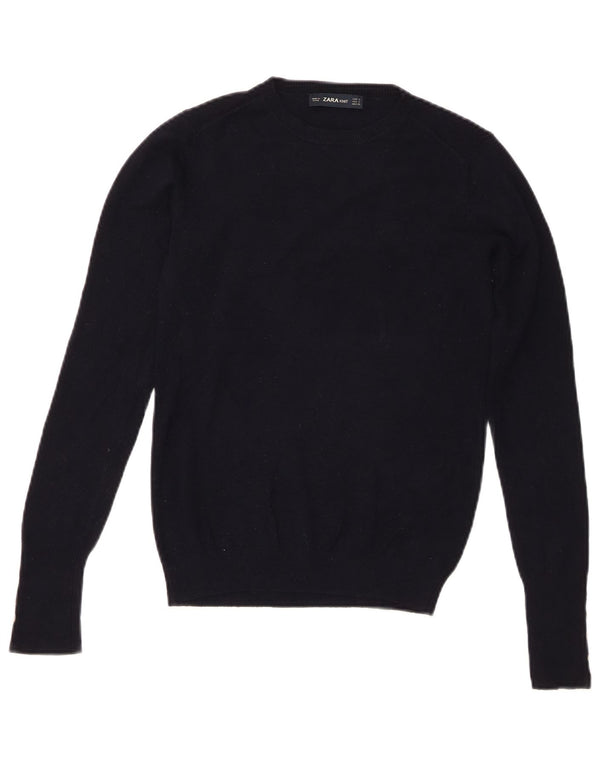 Zara Pull ras du cou pour femme UK 10 Small Bleu marine Viscose