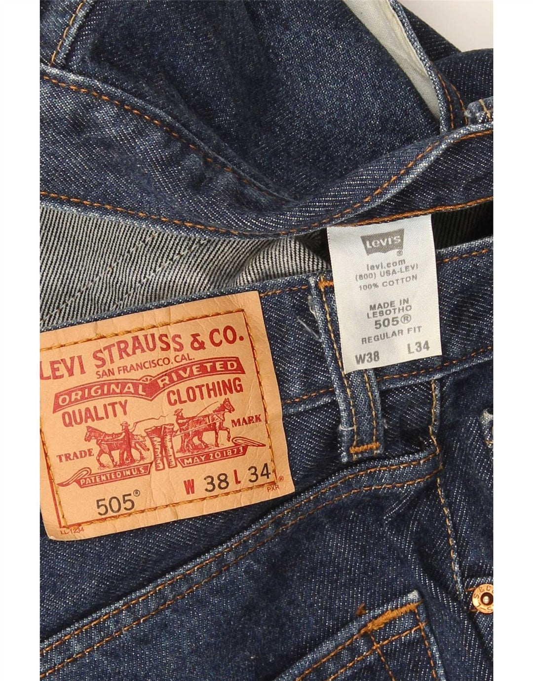 Levi's Jean Droit 505 Regular Fit Homme W38 L34 Bleu Marine Coton