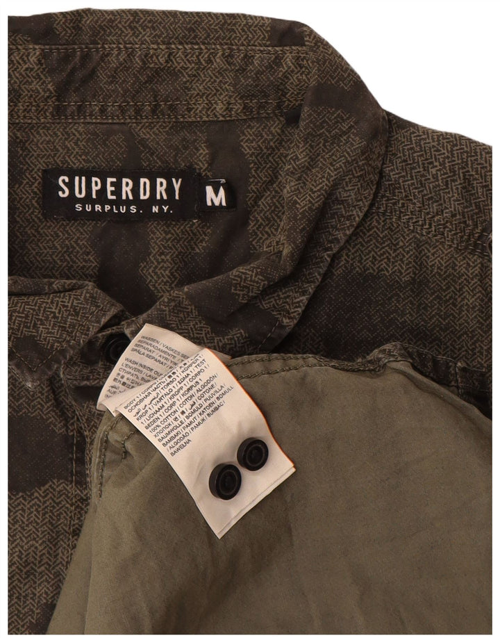 Superdry Chemise Militaire Kaki Moyen Camouflage Coton Homme