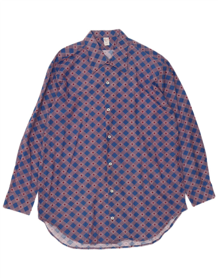 Chemise homme vintage grand chèque bleu
