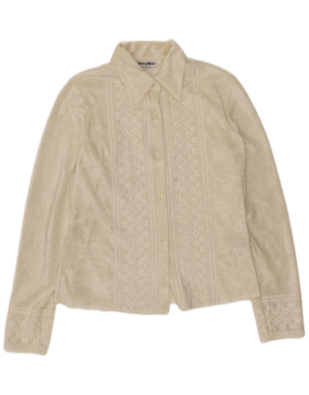 ENARA CAMICE Chemisier en velours pour femme UK 12 Soie florale blanc cassé moyen