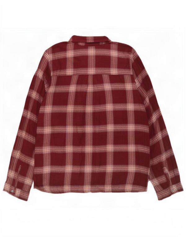 Hollister Chemisier à manches longues pour femme UK 10 Petit Viscose à carreaux bordeaux