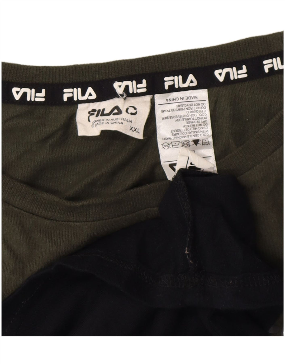 Fila T-Shirt Homme Top 2XL Noir Colourblock Coton