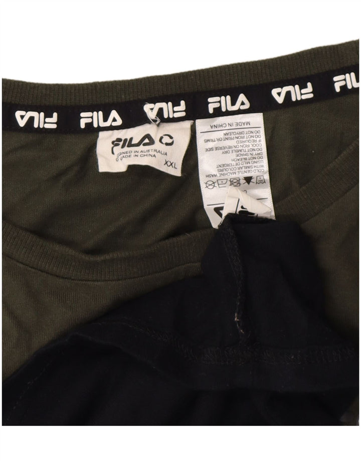 Fila T-Shirt Homme Top 2XL Noir Colourblock Coton