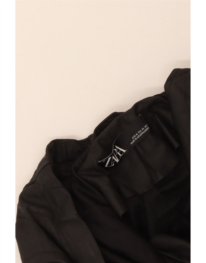 Zara Manteau imperméable à capuche pour femme UK 14 Medium Noir