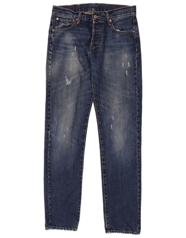 Levi's Garçon 501 Jean droit vieilli 15-16 ans W30 L32 Bleu Coton