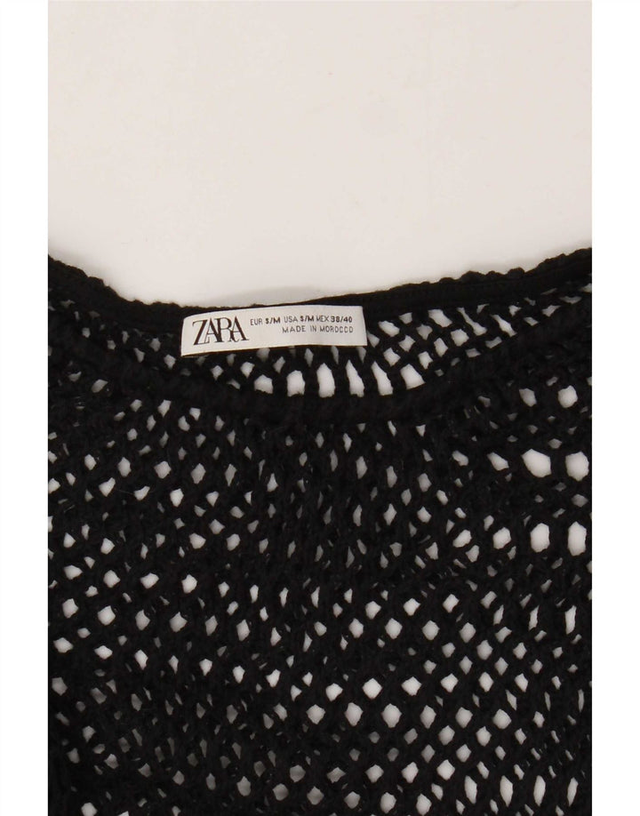 Zara Womens Crochet See Through Top UK 10 Petit Noir