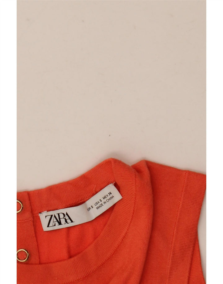 Zara Womens Vest Débardeur UK 10 Petit Orange